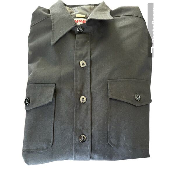 Davis Clothing Company VTG Shirt Mens Large 16.5 Navel Military Black Tag READ - Picture 4 of 7